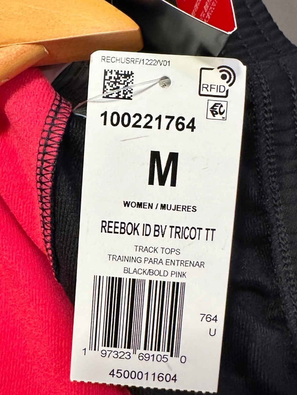 Reebok Men's Medium Athletic Track Jacket Black Pink Zip-Up Long Sleeve - Picture 11 of 13